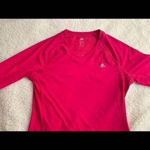 Long sleeve adidas bright pink gym shirt